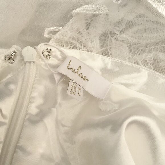 Lulus Forever Promised Dress XL White Wedding Chiffon Sequin Embroidered NWT - Picture 10 of 12